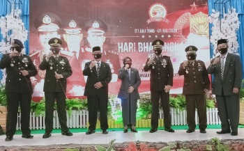 Dandim 1405/Mlts bersama Forkopimda Parepare Ikuti Upacara Virtual Hari Bhayangkara
