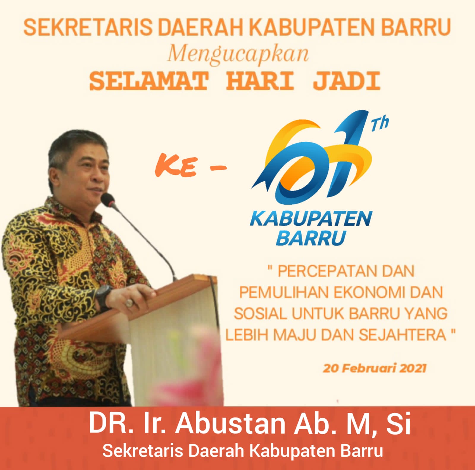 Sekda Barru Dr Ir Abustan AB M.Si Rayakan Hari Jadi Barru Ke-61 Dengan Penuh Suka Cita