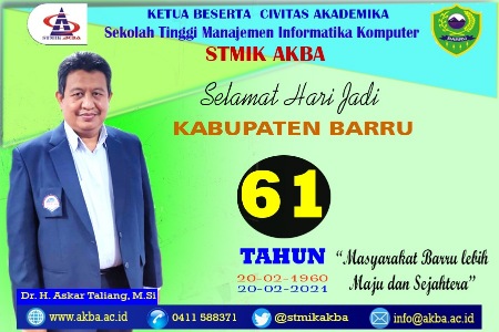 Ucapan Ketua dan Civitas Akademika STMIK AKBA Makassar untuk Hari Jadi Barru Ke-61
