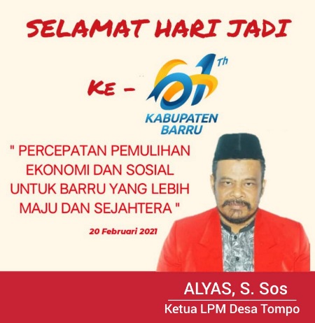 Ucapan Ketua dan Pengurus LPM Desa Tompo di Hari Jadi Barru Ke-61