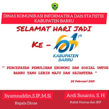 Pimpinan dan Staf Diskominsta, Bidang Humas, IKP Barru Rayakan Hari Jadi Barru Ke-61
