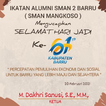 Ucapan IKA SMAN Mangkoso di Hari Jadi Barru Ke-61