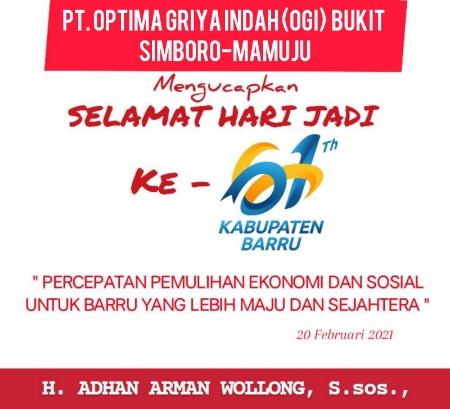 Ucapan PT. Ogi Bukit Simboro-Mamuju di Hari Jadi Barru Ke-61