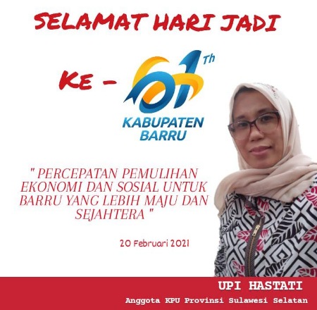 Momen Hari Jadi Barru Ke-61, Anggota KPU Sulsel Sampaikan Ucapan