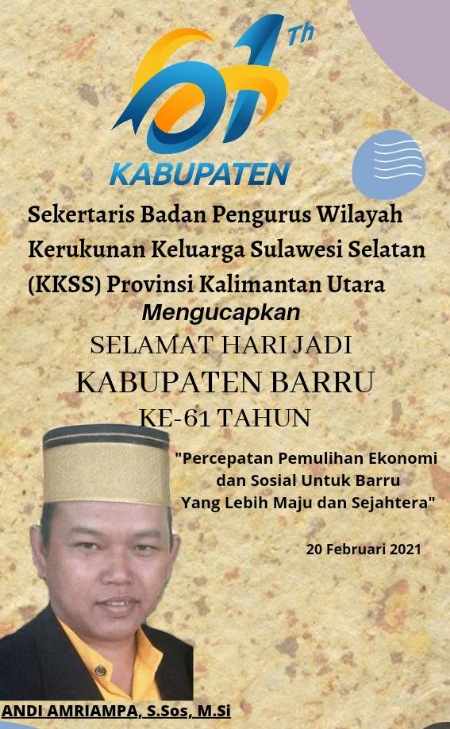 Sekretaris BPW KKSS Kaltara Mengucapkan Selamat Hari Jadi Barru Ke-61