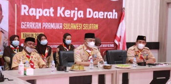 Sekda Barru Hadiri Rakerda Virtual Gerakan Pramuka Daerah Sulsel
