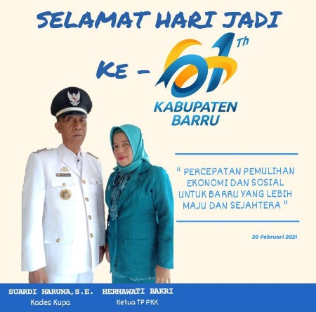 Kades Kupa dan Ketua TP PKK Sampaikan Ucapan Hari Jadi Barru Ke-61