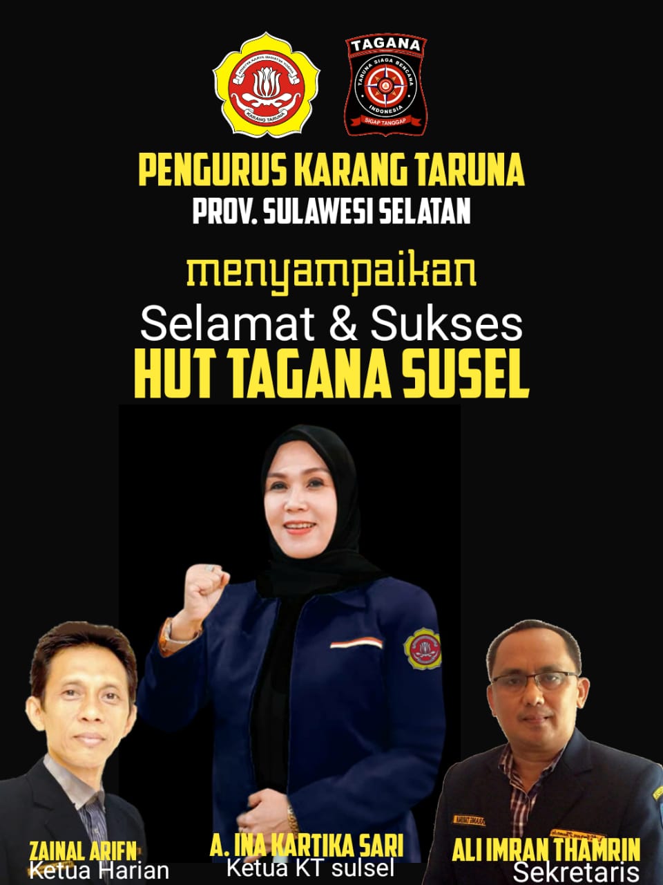 HUT Tagana,Ketua Karang Taruna Sulsel Ina Kartika Sari Beri Ucapan Dan Apresiasi Perannya