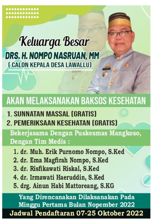 Akan Gelar Sunatan Massal, Cakades Lawallu Nompo Ingin Berbakti untuk Warga