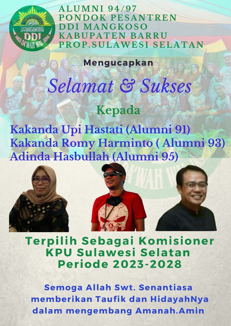 3 Alumni DDI Mangkoso Lolos KPU Sulsel Periode 2023-2028