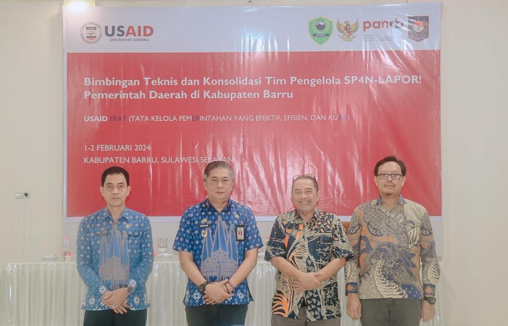 Bimtek dan Konsolidasi Tim Pengelola SP4N-LAPOR, Sekda Apresiasi USAID ERAT Dan Diskominfo Barru